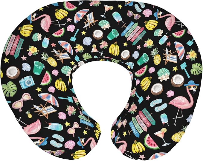 Surf Beach Summer Nursing Pillow Covers for Boy Girl Flamingo Tropical Leaves Floral Fruits Nursing Slipcovers for Breastfeeding Pillows Beach Party Vacation Soft Stretchy Covers for Newborn Infant