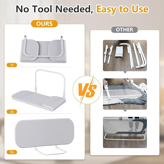 Toddler Bed Rails for Travel - Baby Guard Bed Rail Portable for Crib, Twin, Queen, Full, King Size Beds - Easy to Assemble, Safety Bed Side Rail for Toddlers and Kids