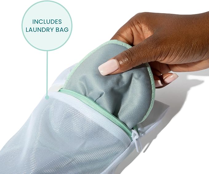 Motif Medical Reusable Nipple Pads for Breastfeeding - Washable Nursing Pads w/Laundry Bag - PUL Waterproof Back & Leak-Proof Bamboo Nursing Pads - Lactation Pads for Women (7 Pairs)