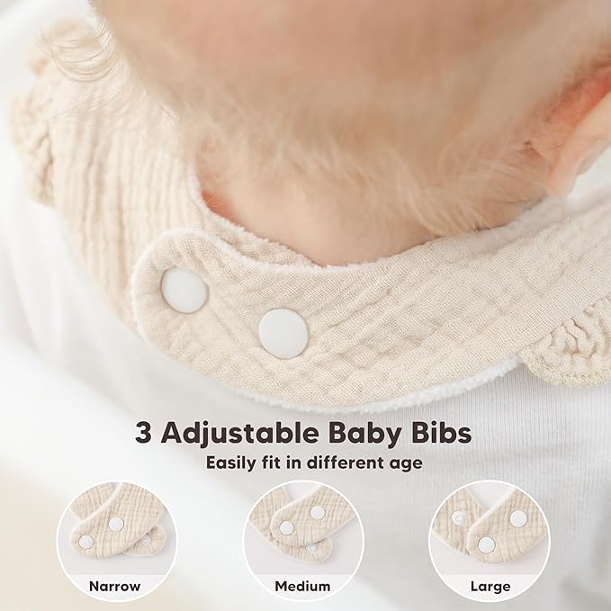 Bearmoss 8 Pack Muslin Baby Bibs for Drooling and Teething, Soft Bibs for Girls, Boys, Newborn