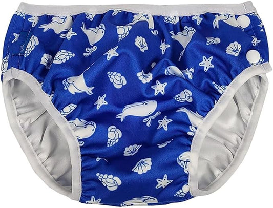 Baby Kids Swim Nappies Cover Diaper Swimming Trunks Middle-Waisted Swimming Training Pants (6-12 Months, Blue)