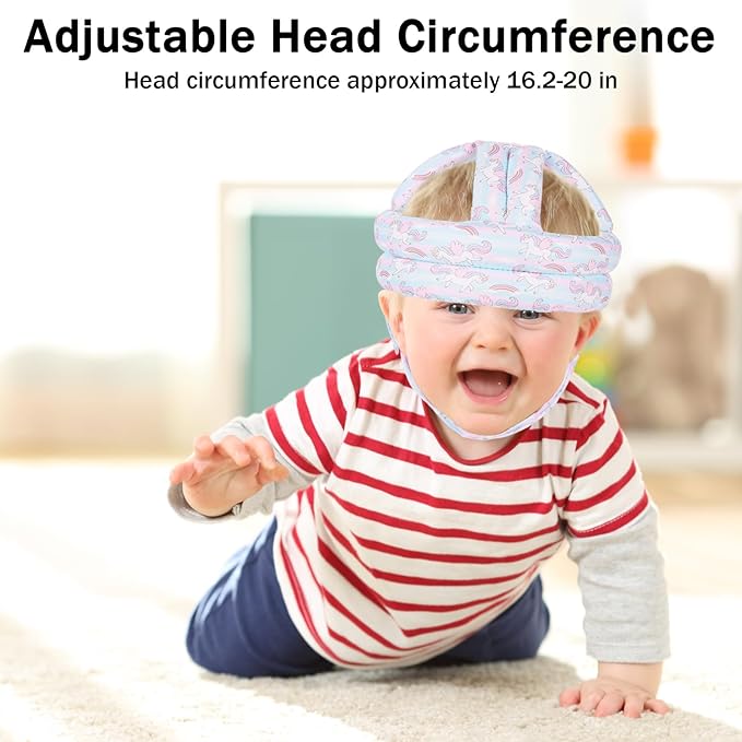 Baby Head Protector for Crawling Walking, Baby Helmet Adjustable No Bumps and Soft Cushion, Infant Safety Cap for Kid Learning to Walk