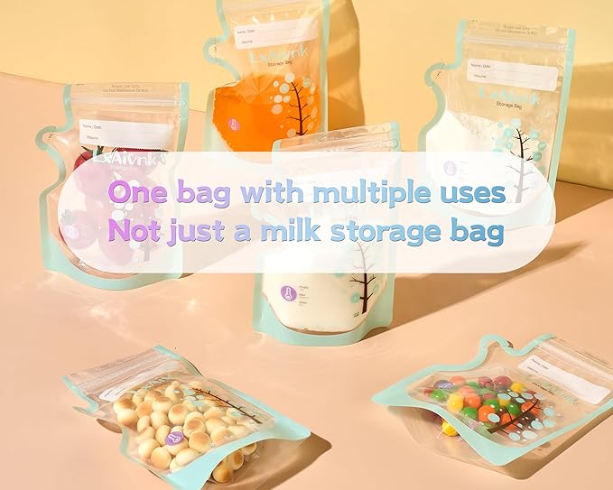 Temp-Sensing Breastmilk Storage Bag - 8oz(60Pcs), Temp-Sensing Icon & No Leak Locking Clamp, Strength Thin Design, for Breastfeeding, Suitable for Freezer