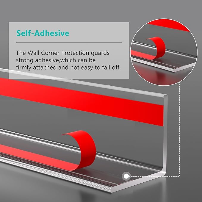 30x30mm Self Adhesive Corner Guard, 2pcs 57.1" Wall Corner Protector Strip, Flexible PVC Edge Trim, Peel and Stick Corner Protection for Furniture, Wall Edges & Table Corners