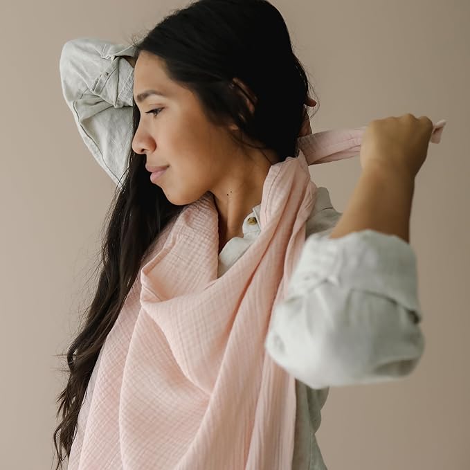 Snuggle Me® Nursing Cover - 100% Organic Cotton Muslin Nursing Cover Up for Baby Breastfeeding with BPA-free Silicone Teether Ring, Ultra-soft, Breathable & Lightweight Adjustable Mother Nursing Apron