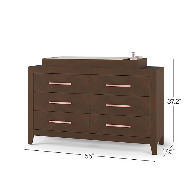 Child Craft Universal Changing Table Topper, Convert Dresser into a Changing Table Surface, Securely Attaches, Non-Toxic, Baby Safe Finish (Toasted Chestnut)