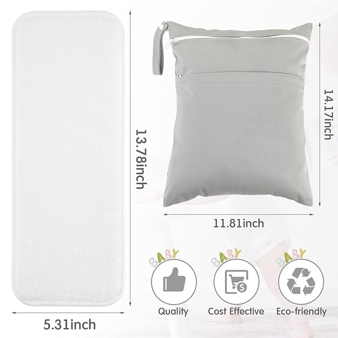 24 Pack Cloth Diaper Inserts Reusable Newborn 3 Layer Absorbent Breathable Cloth Diaper Inserts Overnight Microfiber Nappy Liners with an Extra Bag