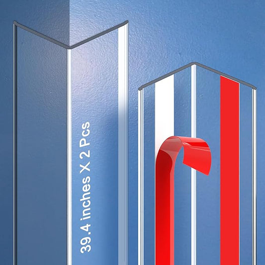 Clear Self-Adhesive Wall Corner Protectors-2 PCS of Corner Guards & Edge Protector for Baby, Furniture, Door, Tables, Cover Sharp Furniture, Easy to Install (3cmx100cm/1.18inx39.4in)