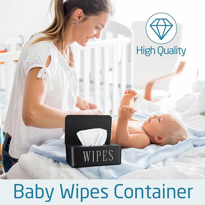 3 Pack Baby Wipes Dispenser Holder Wipe Container for Bathroom with Lid Toilet Tissue Paper Storage Refillable Box for Home Office Cars(Small,Black)
