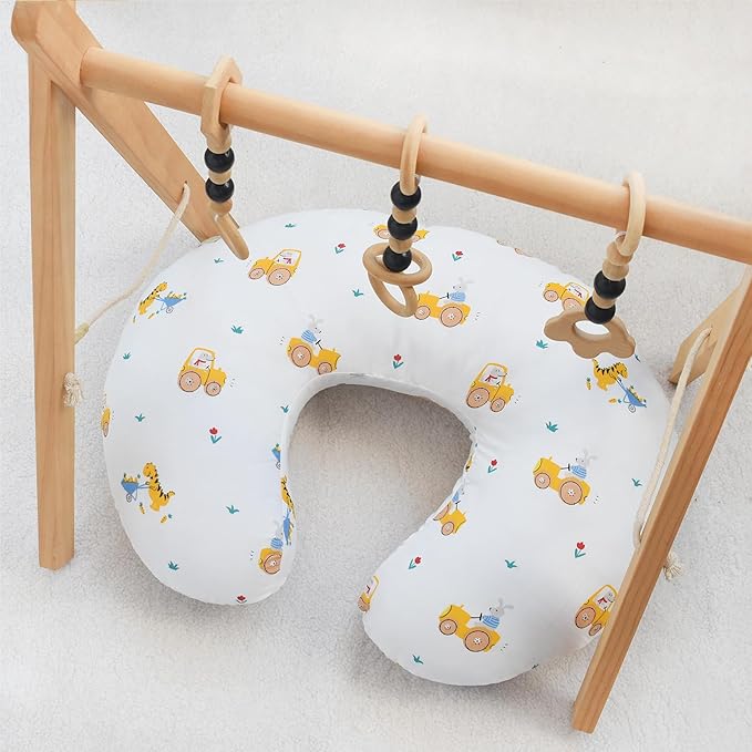 OWLOWLA Nursing Pillow Covers,Muslin Cotton Breastfeeding Pillow Covers for Nursing Pillow,Soft&Durable Nursing Cover Baby Boys Girls(Baby Boy&Dino)