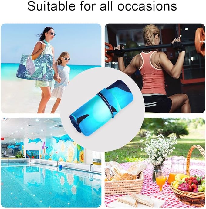 Qilmy 2pcs Sea Shark Wet Dry Bag Waterproof Reusable Baby Cloth Diaper Organizer for Travel, Beach, Stroller, Diapers, Swimsuits, Toiletries