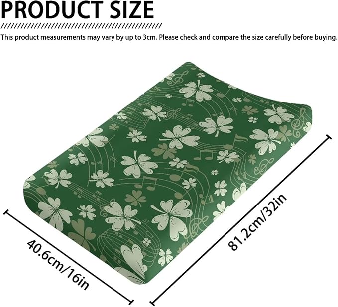 Lucky Leaf Changing Table Cover for Baby Waterproof St. Patrick's Day Nursery Pad Change Cover Breathable Universal Tray Table Mat for Boys Girls