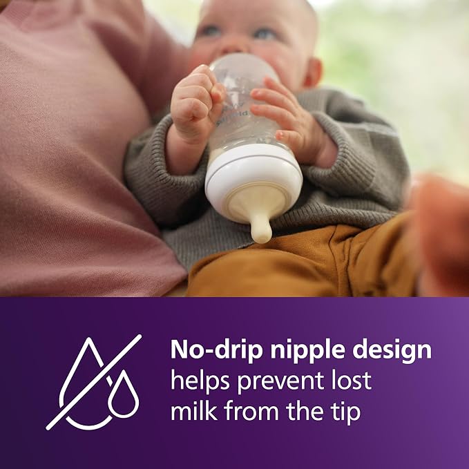Philips Avent Natural Baby Bottles with Natural Response Nipples (Medium Flow, Flow 3), 9oz, 2-Pack, SCY903/02