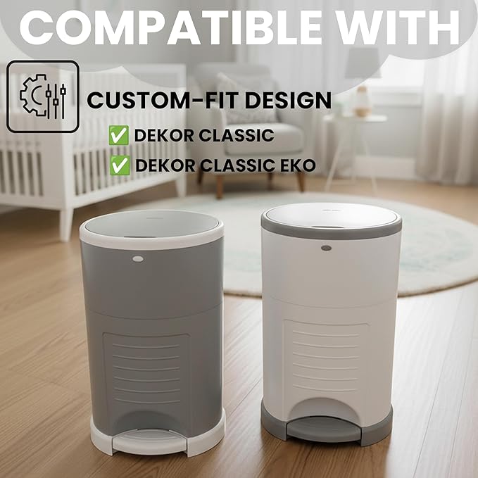 Factory Happyou® Pack of 4 Refills Compatible with Dekor CLASSIC Pails (NOT COMPATIBLE WITH DEKOR PLUS). Each refill is 472 in Long, 30% Thicker. 1 refill holds up to 600 Diapers. Light lavander scent