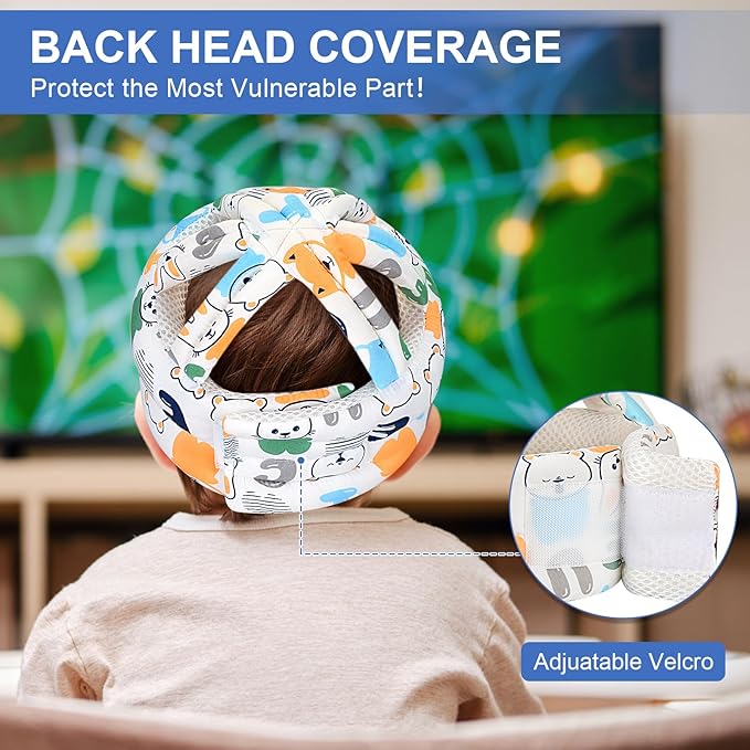 Accmor Baby Helmet for Crawling Walking, Cute Toddler Head Protector Adjustable No Bumps and Soft Cushion, Breathable Infant Safety Cap for Boys Girls Learning to Walk