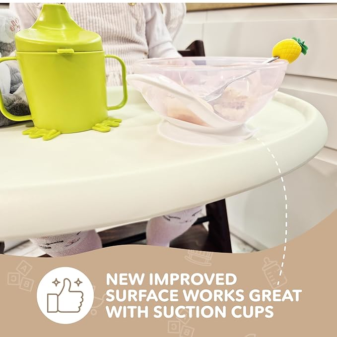 High Chair Tray Compatible with Stokke Trip Trap Chair, Glossy Milky Color - Ergonomic Curved Design Accessory - BPA-Free, Easy to Assemble