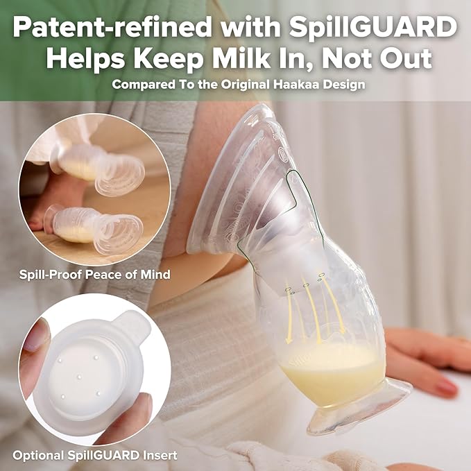 haakaa Gen.2 Plus Upgraded Manual Breast Pump, 4oz/100ml Multi-Ring ComfortCARE Sensitive Silicone Breast Pump with Spill-Guard Insert Set, Patent-Pending Design for Nursing Moms During Lactation