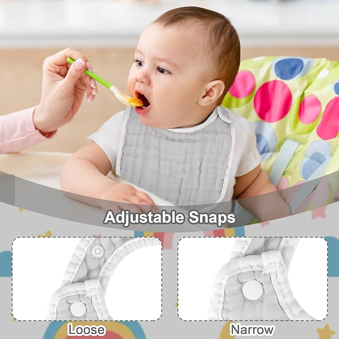 Accmor Muslin Baby Bibs, 6 Pack Soft Cotton Baby Bandana Drool Bibs for Boys Girls Teething and Drooling