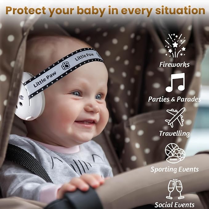 Baby Ear Muffs Noise Protection for Babies Toddlers up to 36 Months - CE Certified - Adjustable Infant Noise Cancelling Headphones Against Hearing Damage & Improves Sleep, Baby Airplane Essentials