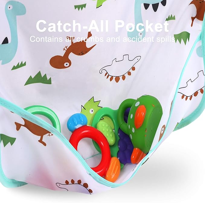 Accmor 3 Pack Long Sleeve Bibs, Baby Smock Waterproof Sleeved Bib Smock for Baby Toddler 6-36 Months