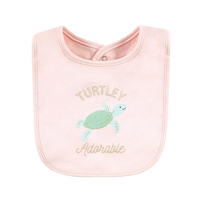 Hudson Baby Unisex Baby Cotton Bibs, Turtley Adorable, One Size