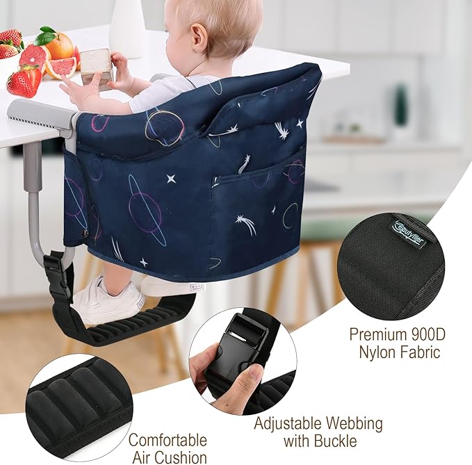 Beautyflier Baby Footrest Compatible with Inglesina Fast Table Chair, Adjustable Foot Rest for Baby Hook-On Fast Table Chair, Toddler Foot Rest for Travel - Black