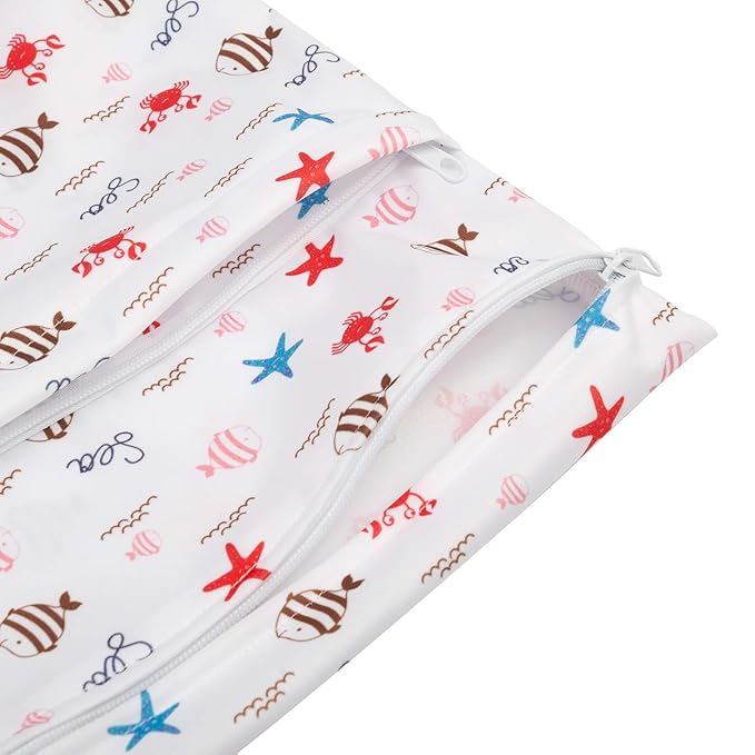 ALVA ALVABABY 2pcs Cloth Diaper Wet Dry Bags Waterproof Reusable with Two Zippered Pockets Travel Beach Pool Daycare Soiled Baby Items Yoga Gym Bag for Swimsuits or Wet Clothes LX-YK6163