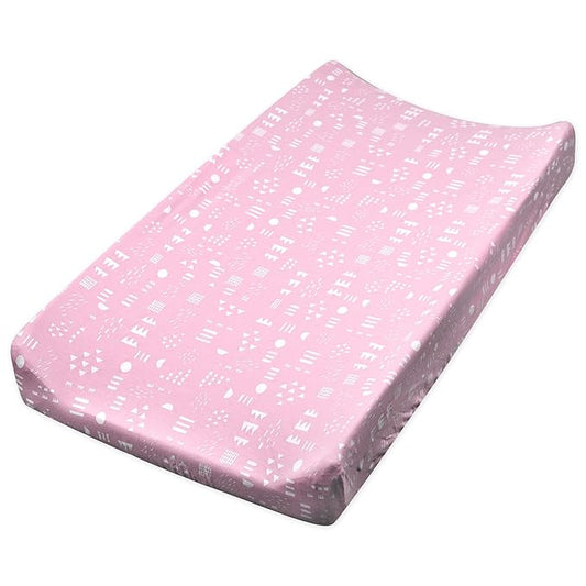 HonestBaby Organic Cotton Changing Pad Cover, Pattern Play Pink, One Size
