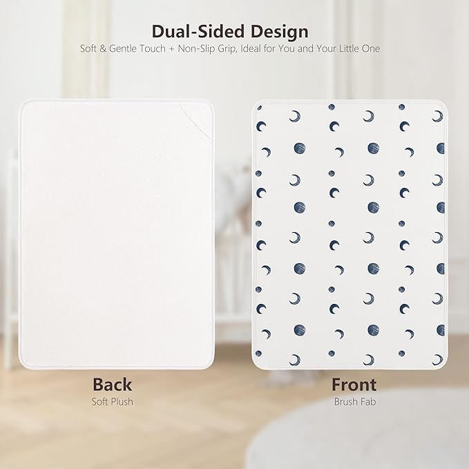 Baby Changing Pad Portable Travel Changing Pad 2 Pack, Foldable Changing Mat 35 * 29.5 inch Absorbent and Soft Changing Mat Diaper Bag Essentials - Blue&Blue Moon