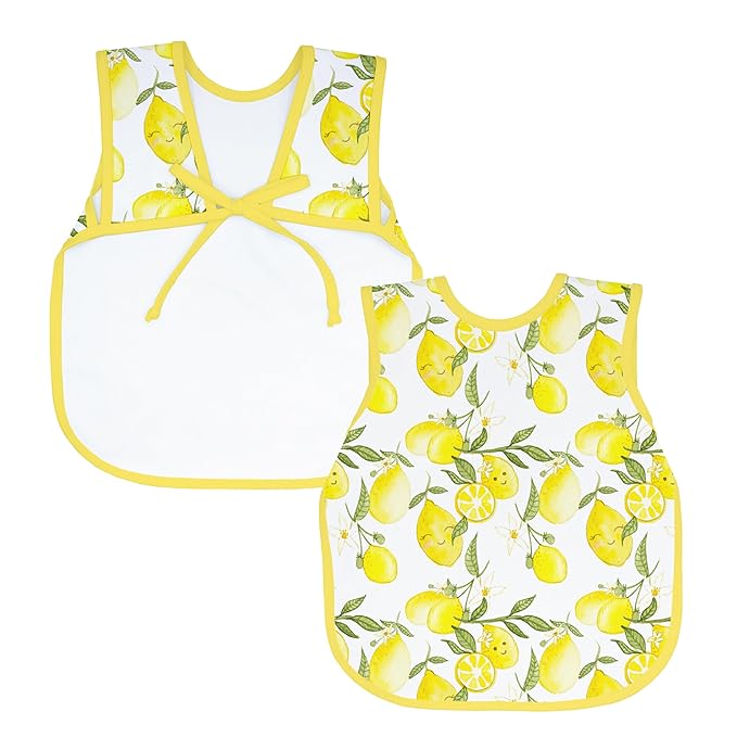 BapronBaby Fresh Lemon Bapron - No Neck Tie Safer Bib for Baby & Toddler - Soft Waterproof Stain Resistant - Machine Washable - Sz Preschool 3-5yrs