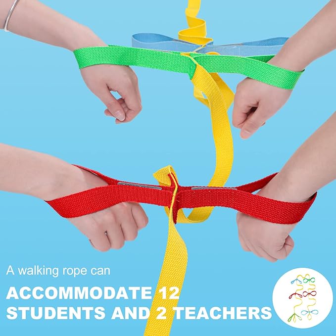 Preschool Walking Rope with Handles Children Safety Walking Rope Preschool Walk in Line Ropes Fits up to 12 Children 2 Teachers for Toddlers Kids Daycare Preschool Walk Guides