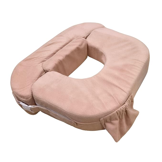 My Brest Friend Twin Nursing Pillow - Enhanced Comfort with Slipcover - Ergonomic Breastfeeding Pillow for Ultimate Support - Adjustable Nursing Pillow with Handy Side Pocket, Soft Rose