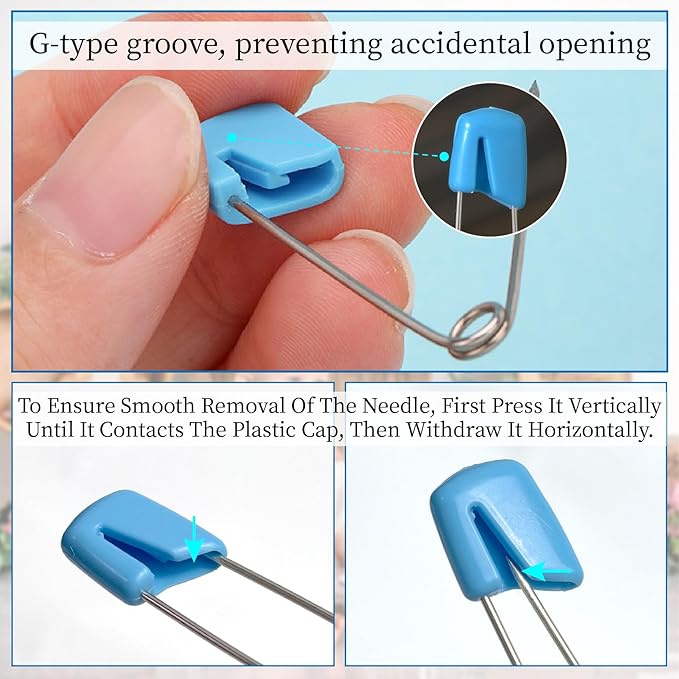 Diaper Safety Pin - 100pcs Plastic Head Baby Heavy Diapers Pins 2.1 Inch Large Colorful Cloth Pins for Clothes Cloth Diapers Fasteners Accessories