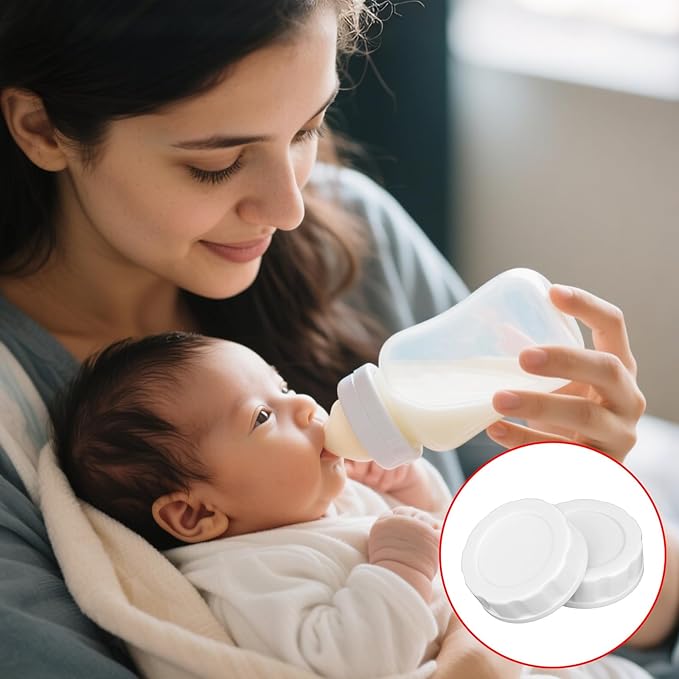 6pcs Baby Bottle Caps Compatible with Pigeon & Lansinoh Bottles, Travel and Storage Bottle Lids Replacement (White)