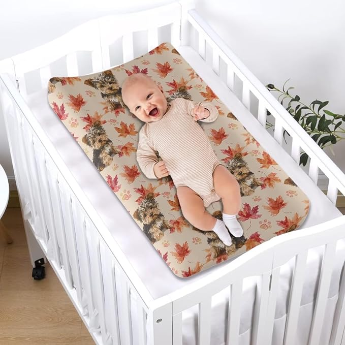 Maple Schnauzer Changing Pad Cover for Baby Easy to Install Baby Diaper Change Table Pad Covers Waterproof Changing Pads Liners for Newborn Gift for Friends