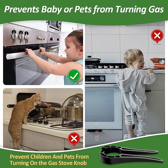 5 Pack Stove Knob Safety Locks, Baby Proof Oven Knobs Covers Lock for Child Safety(Black)