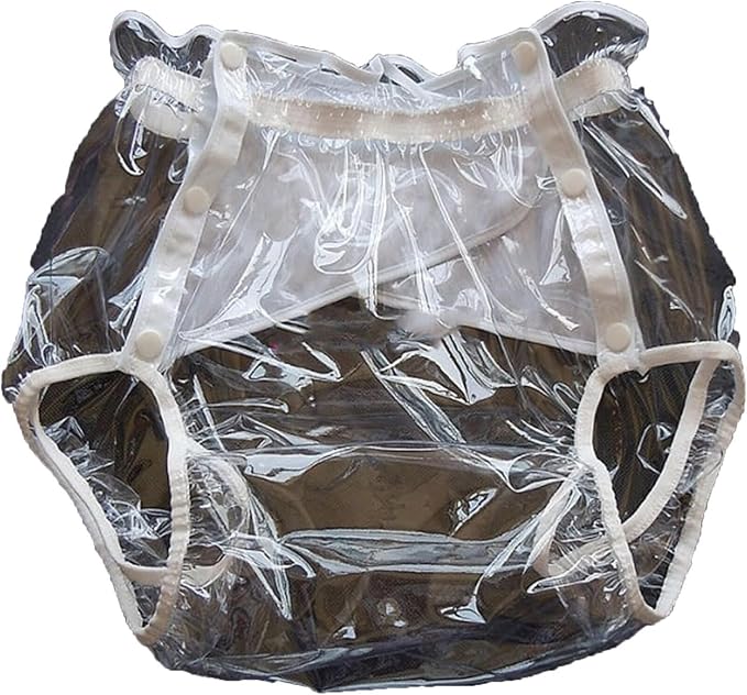 PVC Adult Incontinence Pants, Waterproof Pants/Diapers for The Elderly, 100% PVC Adult Incontinence Comfortable Pants, Soft, Silent, Snap-On Pants for Men and Women, Clear