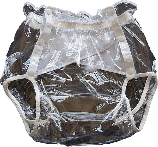 PVC Adult Incontinence Pants, Waterproof Pants/Diapers for The Elderly, 100% PVC Adult Incontinence Comfortable Pants, Soft, Silent, Snap-On Pants for Men and Women, Clear