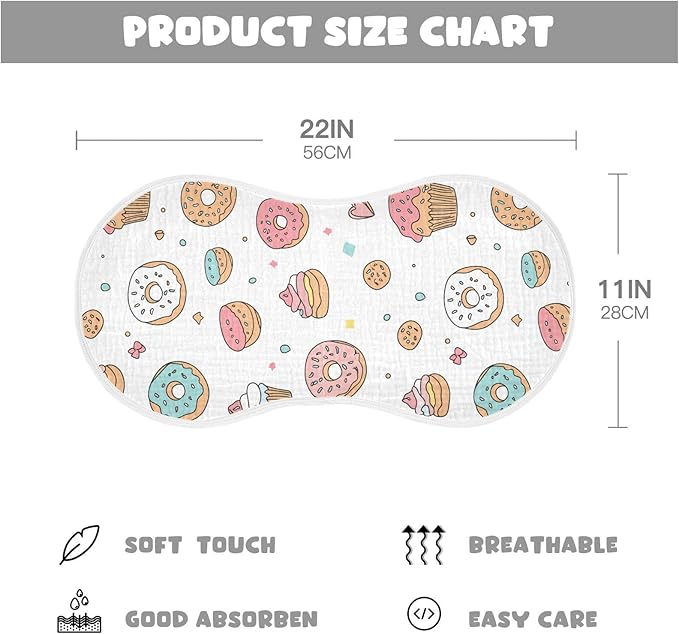 vvfelixl Baby Burp Cloths Cute Pastries Doughnuts Baby Newborn Cotton Burping Cloths Set Babys Washcloths 4 Pack