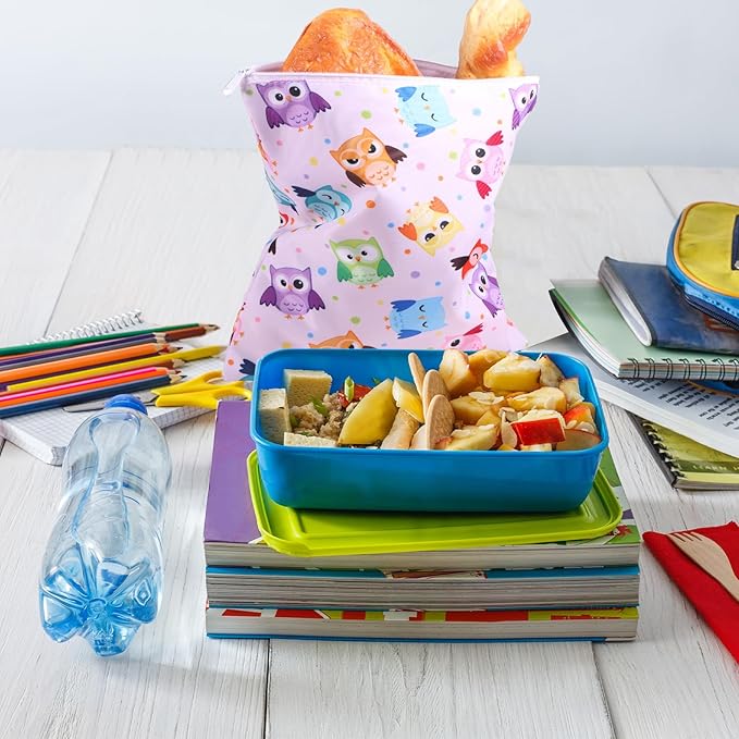Paterr 4 Pcs Sandwich Bag Reusable Zipper Snack Bags Food Safe Washable Lunch Bags for Kids Students Adults Food(Starfish)