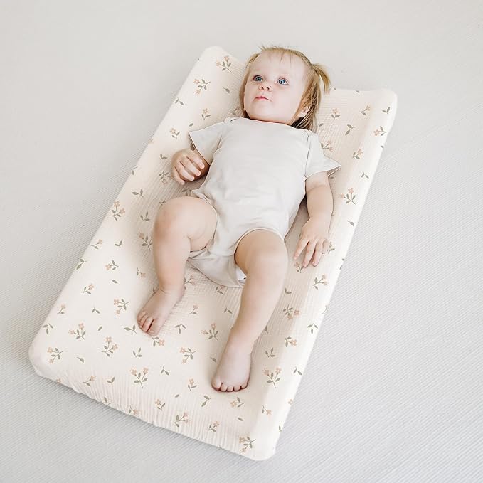 MairMore Changing Pad Cover for Neutral Baby Muslin Soft Cotton Diaper Changing Table Pad Cover Changing Pad Sheets for Girls and Boys - 2 Pack