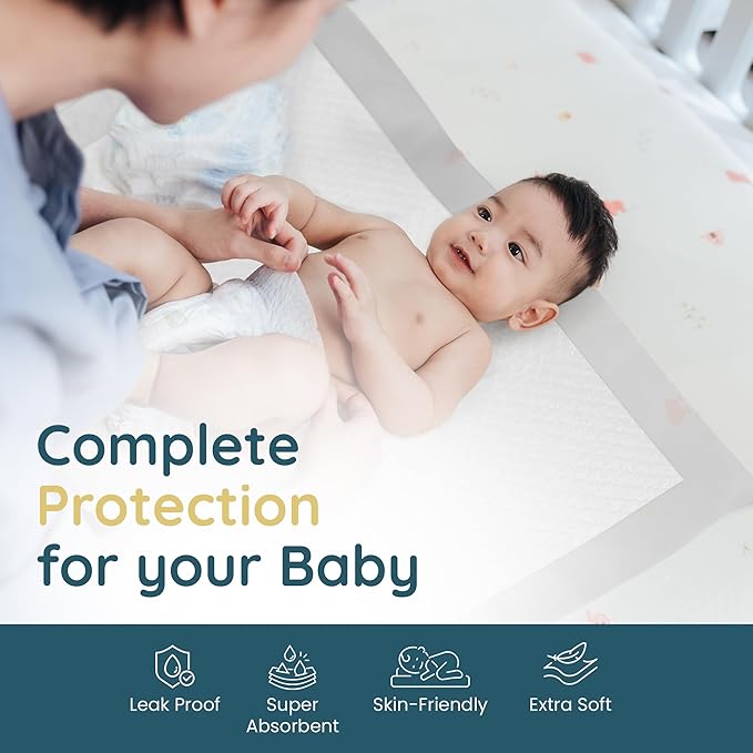 Reli. Premium XL Disposable Baby Changing Pad Liners | XL 24" x 18" | 55 Pack | Super Absorbent, Soft, Leak-Proof, Waterproof, Quick Dry | Carry On The Go for Quick Diaper Changes (White)