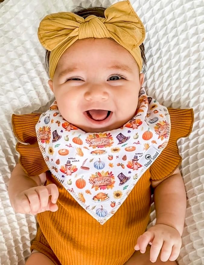 DiaperSquad's 100% Organic Cotton Baby Drool Bibs, Super Absorbent & Adjustable Baby Bibs for Drooling and Teething