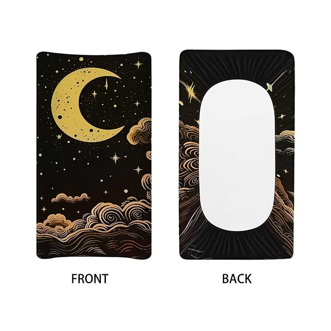 ZDCUSTOM Moon Pattern Changing Pad Cover for Baby Girls Boys, Diaper Changing Table Covers, Changing Pad Sheets Soft & Breathable Stretchy Changing Pad Covers