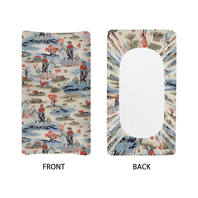 Western Cowboy Changing Pad Cover for Baby Girls Diaper Changing Pad Covers 32”x16” Horse Southwestern Newborn Infant Changing Table Sheet Changing Mat Covers