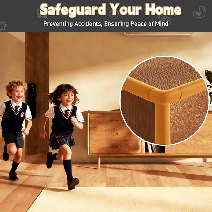 Thick Corner Edge Protector for Baby Proofing, 6.56Ft Furniture Edge Bumper with 10 L-Shaped & Soft Foam Corner Guards,Adhesive Baby proofing Bumper for Table, Small Toddler Bed (Wood Color)