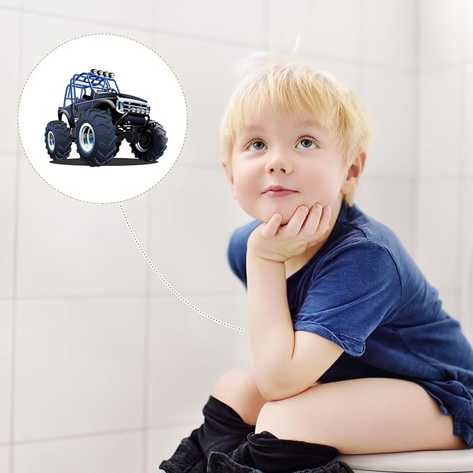 Geyee 24 Pcs Potty Training Stickers Potty You Pee on Toilet Reveal Stickers Chart Reusable Pee Decals Color Changing Seat Toilet Targets for Boys Girls Kids Training Use(Truck)