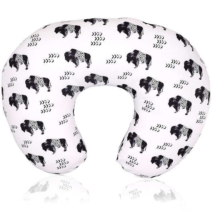 TANOFAR Nursing Pillow Cover, Cow Breastfeeding Pillow Slipcover for Baby Boys & Girls, Animal Nursing Pillow Case for Newborn, Soft Fabric Fits Snug On Infant, Washable & Breathable, Buffalo