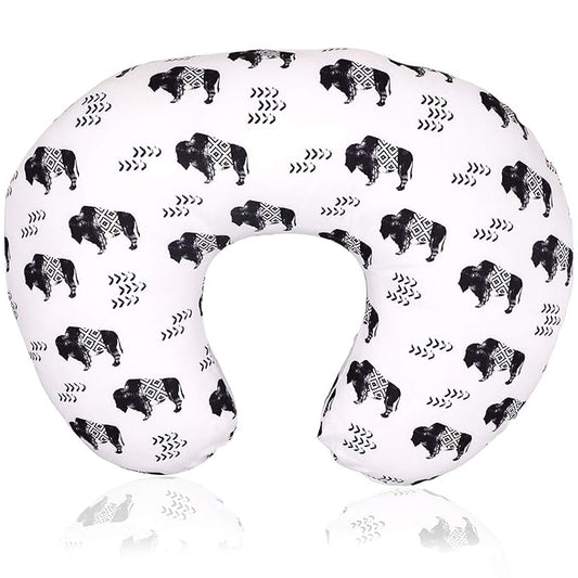 TANOFAR Nursing Pillow Cover, Cow Breastfeeding Pillow Slipcover for Baby Boys & Girls, Animal Nursing Pillow Case for Newborn, Soft Fabric Fits Snug On Infant, Washable & Breathable, Buffalo
