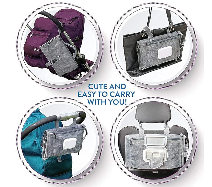 Portable Diaper Changing Pad, Detachable Travel Changing Pad for Baby with Wipes Pocket, Diaper Pad Changing Mat Clutch Bag for Newborn Boys & Girls